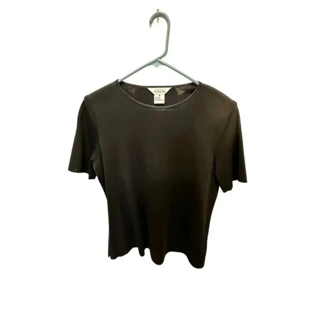 Misook Womens Round Neck Short Sleeve Pullover knit‎ shirt Black Medium